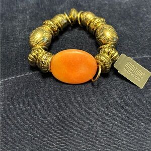 Chico's Gold and Orange Beaded Bracelet